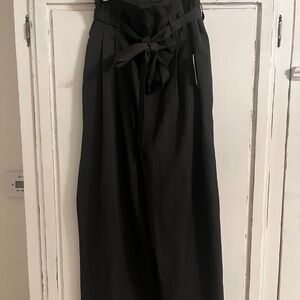 New Black High-Waisted Belted Wide Leg Pants